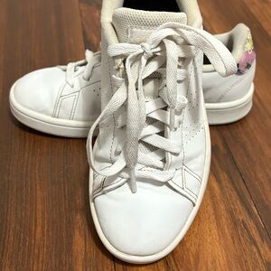 Women’s/Girl White Adidas Sneakers with Floral